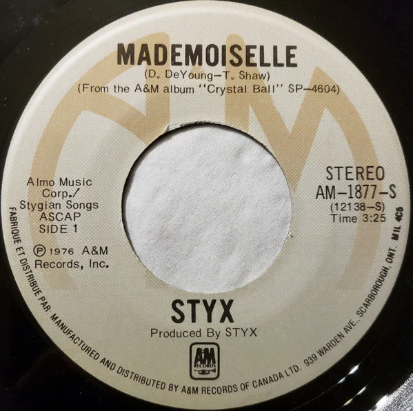 Styx - Mademoiselle / Light Up (7", Single) (Very Good (VG))