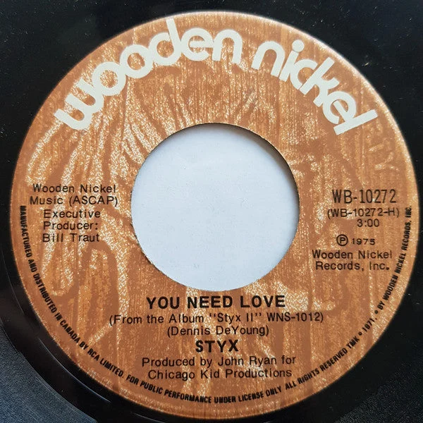 Styx - You Need Love (7", Single) (Very Good (VG))